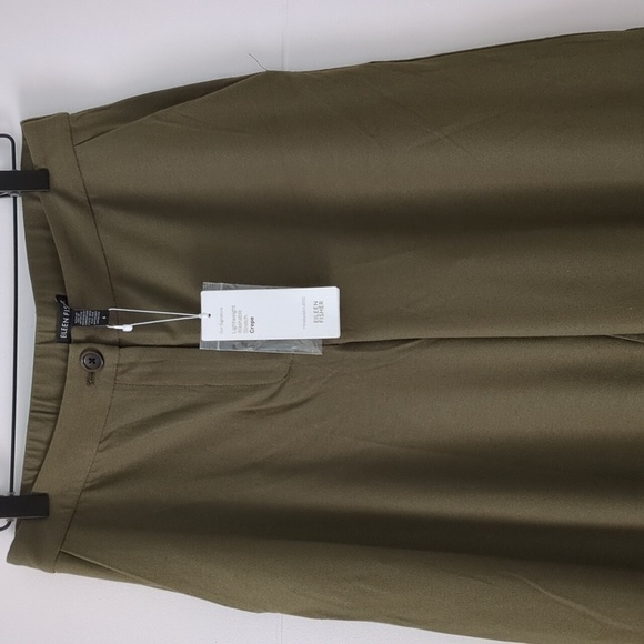 Eileen Fisher Olive Viscose Strechy Ankle Wide Leg Pants Office Career Travel 8 - Picture 4 of 8